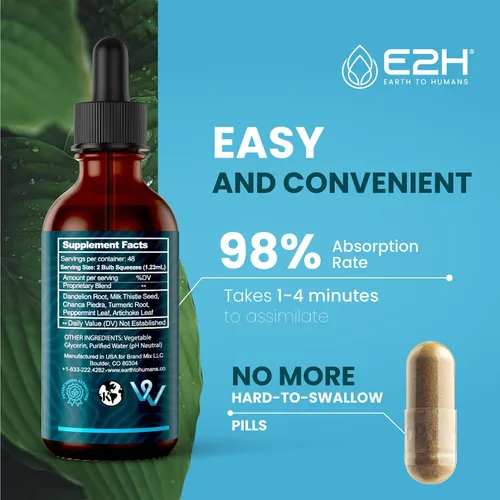 Vista 4 de Suplemento para el hígado totalmente natural, suave limpieza y desintoxicación del hígado, revitaliza tu hígado y tu salud, fórmula líquida muy