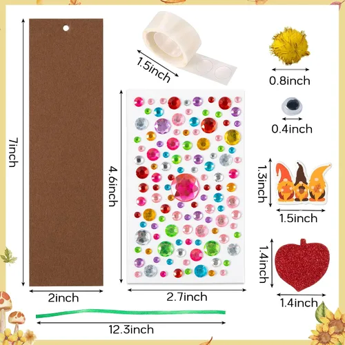 Vista 3 de 32 juegos de marcadores de otoño DIY kit de manualidades de otoño en blanco con hojas de arce y ojos meneantes, calcomanías de espuma con pompones