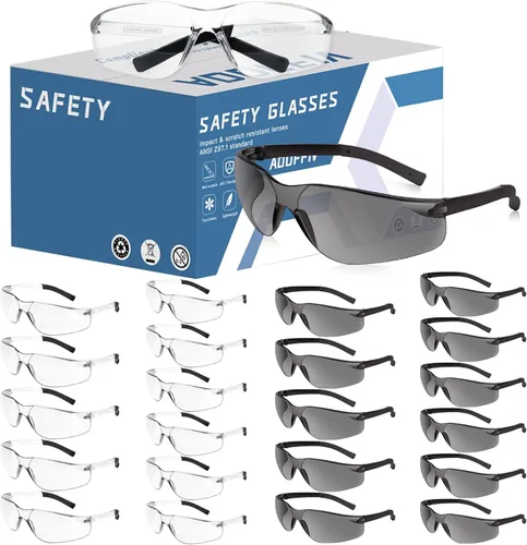 Vista 13 de Gafas de seguridad transparentes a granel de 100, gafas de protección ANSI Z87.1 con resistencia a arañazos e impactos para construcción