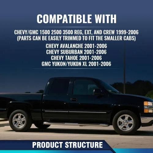 Vista 2 de PIT66 Cubiertas de óxido para balancines laterales compatibles con Chevy&GMC 1500 2500 3500 Reg, Ext y Crew 1999-2006/Compatible con Chevy