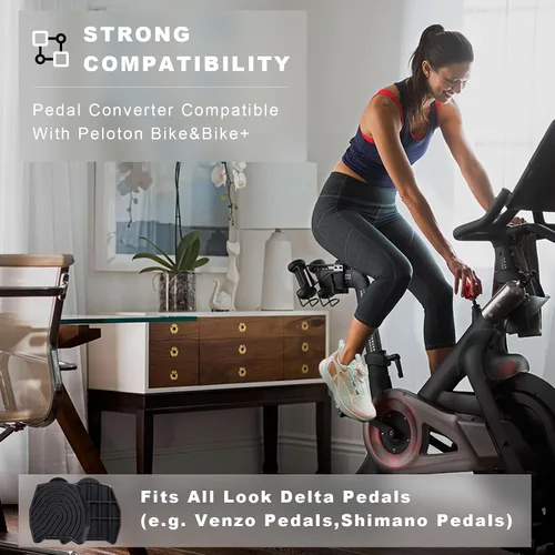 Vista 3 de Ride with Sneakers - Pedal Converters Compatible with Peloton Bike&Bike+,Replacement Bike Pedals for Regular Shoe,Flat Platform Clipless Pedal