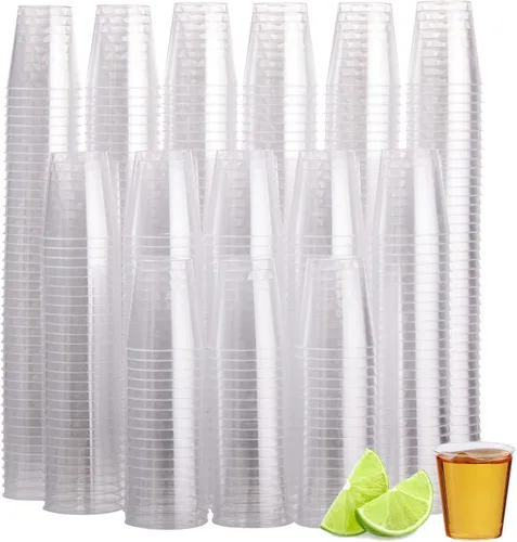 Vista 12 de MATANA 60 vasos de chupito de plástico transparente de 1 onza, resistentes