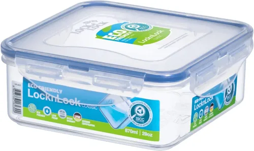 Vista 6 de LOCK & LOCK Easy Essentials - Tapas de almacenamiento de alimentos/recipientes herméticos, sin BPA, cuadrados, 20 oz para café, transparente