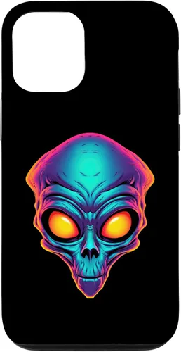 Vista 4 de iPhone 13 Pro Max Scary Alien Face UFO Alien Head Funny Alien Case