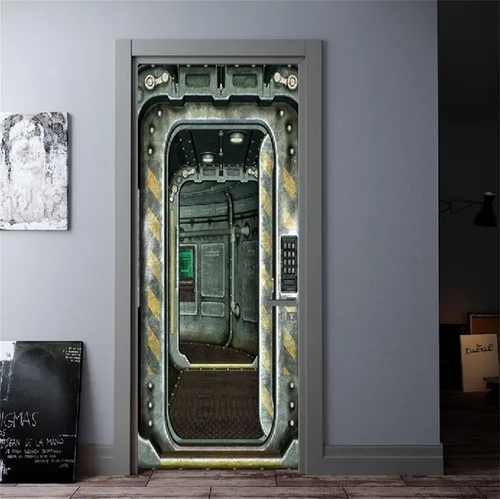 Vista 9 de artfanke Adhesivo de puerta 3D Despegable y pegable 76.95 cm x 200 cm - Envolturas de puerta autoadhesivas Murales Papel tapiz - Habitación