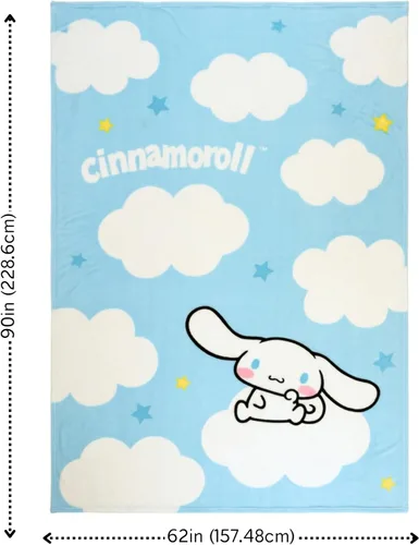 Vista 5 de Sanrio Cinnamoroll Bedding - Manta de felpa de 90 x 62 pulgadas, suave y acogedora manta Kawaii para sofá, cama y viajes, regalo coleccionable