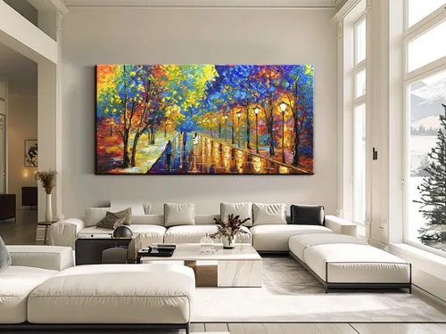Vista 2 de Tyed Art - Pinturas al óleo de 24 x 48 pulgadas sobre lienzo, arte 100% pintado a mano, obra de arte contemporánea, obra de arte abstracta, arte