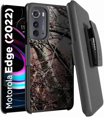 Vista 6 de Funda diseñada para Motorola Edge (2022) con funda de clip para cinturón, funda con función atril, color negro