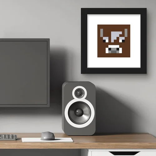 Vista 6 de Trends International Gallery Pops Minecraft: Pixeles icónicos - Mobs - Arte de pared de vaca, versión enmarcada en negro, 12 x 12 pulgadas