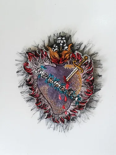 Vista 5 de moks179(p) Flower patches Sacred Heart milagro Embroidered patches Sew on