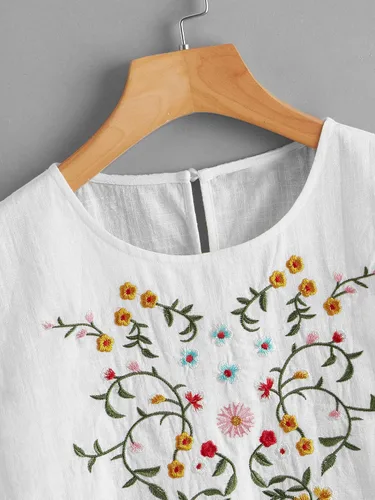 Vista 3 de Floerns Blusa de peplum bordada floral para mujer
