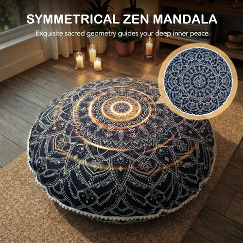 Vista 3 de Codi Paquete de 2 cojines de meditación, almohadas de piso grandes para Negro
