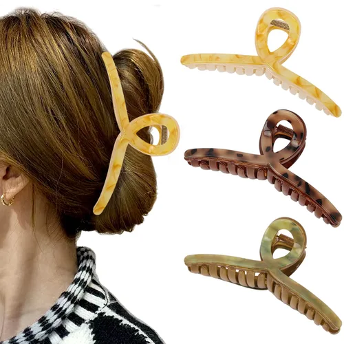 Vista 35 de Pinzas para el cabello grueso, paquete de 4 pinzas de gelatina extra grandes para mujeres, accesorios para el cabello de 4.75 pulgadas para mujeres