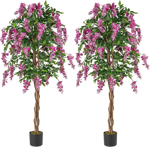 Vista 16 de Árboles artificiales ficus de 5.5 pies para decoración de interiores o exteriores