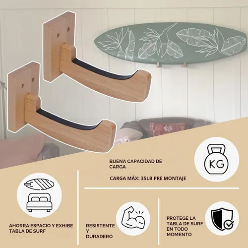 Vista 6 de Tablas de surf de madera para montaje en pared para tabla de surf