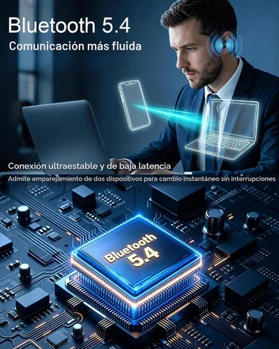 Vista 2 de Auriculares Bluetooth V5.4, auriculares inalámbricos para teléfono celular con pantalla LED, manos libres con micrófono para conducir, camionero