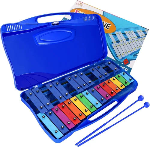 Vista 9 de EASTROCK 25 Notas Xilófono profesional Glockenspiel con caja Stick Negro Aluminum Alloy Piano Keys ABS Hard Storage Box Percussion Instrument Kit