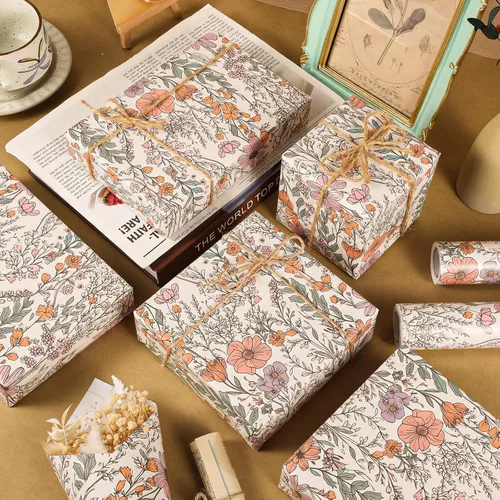 Vista 4 de Ywdbzjhs 1 rollo de papel de regalo de flores silvestres, 17 pulgadas x 33 pies, papel de regalo floral de jardín de flores silvestres