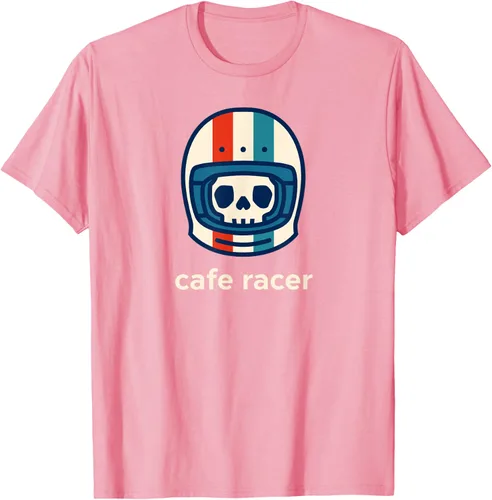 Vista 65 de Cafe Racer Moda Simple Casco Diseño Motocicleta Camiseta Negro