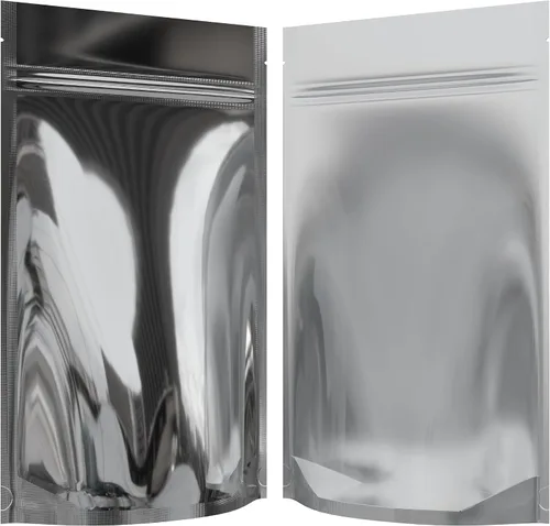 Vista 43 de Bolsas de barrera estilo Mylar – Cremallera con sellado térmico – 100 bolsas (negro brillante/transparente, 0.04 oz - 3 x 4.5 pulgadas)