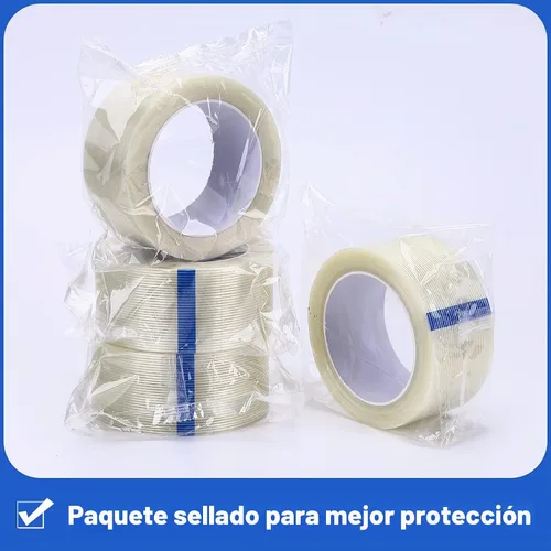 Vista 7 de Paquete de 4 cintas de fibra de vidrio, grosor extra de 6.3 mils y súper adherente, cinta de fleje reforzada con filamento transparente