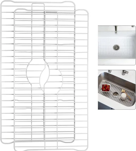 Vista 22 de Better Houseware Protectores de fregadero para fregadero de cocina, rejilla protectora de metal, 12 x 10.25 x 1 pulgadas, tapete negro