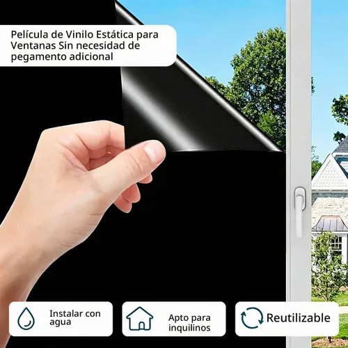 Vista 6 de Película opaca de privacidad para ventana, bloqueo solar, protección UV, adherencia estática, oscurecimiento de la habitación, control de calor, sin