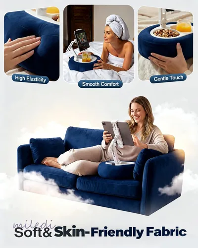 Vista 7 de Miledi Soporte de almohada para tableta, compatible con Kindle de 5 a 12.9 pulgadas, iPad, teléfono/tableta, soporte giratorio de 360° para cama