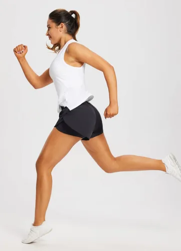 Vista 5 de BALEAF Pantalones cortos de elastano 2 en 1 para mujer, cintura alta, 3 pulgadas, bolsillos con forro
