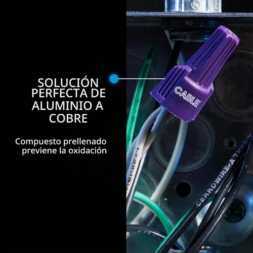 Vista 3 de Conector de empalme roscado para cables de aluminio/cobre Ideal Electrical Twister (30-265), púrpura, caja de 100 — Tuercas de alambre con relleno