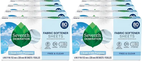 Vista 9 de Seventh Generation Hojas de secado sin suavizante de tela transparente y sin fragancia, 80 hojas (paquete de 4)