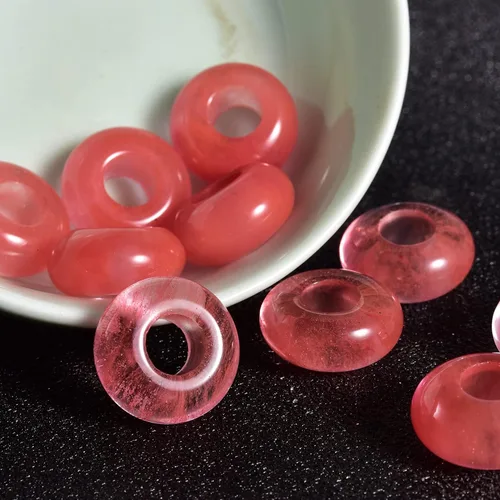 Vista 19 de Cuentas de piedra natural de agujero grande (0.23 a 0.236 pulgadas) pulidas Rondelle cuentas de piedras preciosas europeas para pulseras de dijes