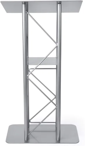 Vista 3 de Displays2go Atril de armadura de aluminio y acero plateado