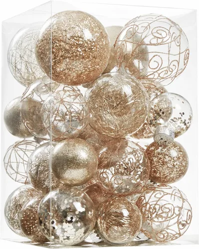 Vista 8 de Wironlst Adornos de bola de Navidad inastillables de plástico transparente grande, juego de bolas decorativas con relleno delicado