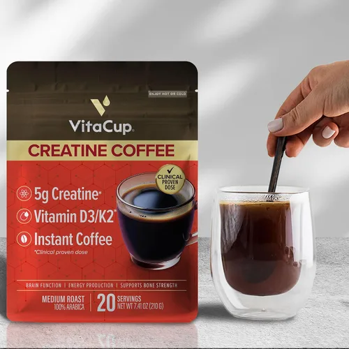 Vista 3 de Bolsa de café instantáneo con creatina de VitaCup 100% arábica, origen único, D3