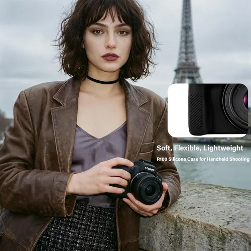 Vista 2 de Funda para cámara Canon EOS R100, funda protectora de silicona suave con protector de pantalla Accesorios para Canon R100, antiarañazos, goma ligera