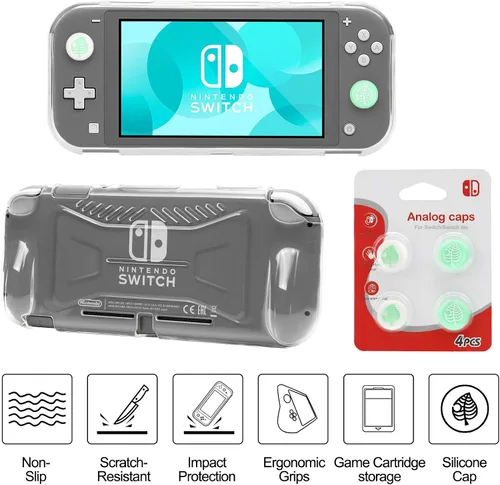 Vista 5 de Switch Lite - Paquete de accesorios, kit con funda de transporte, funda de TPU con protector de pantalla, base de carga, soporte de juego, funda
