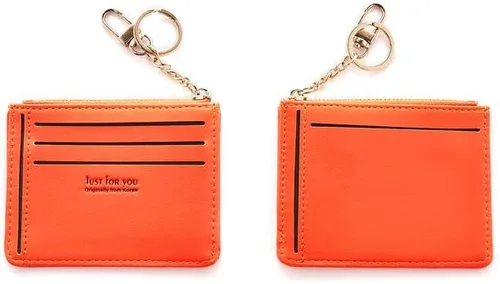 Vista 3 de Funda de piel delgada para tarjetas con bolsillo frontal, cartera con llavero para mujeres y niñas Cyanb