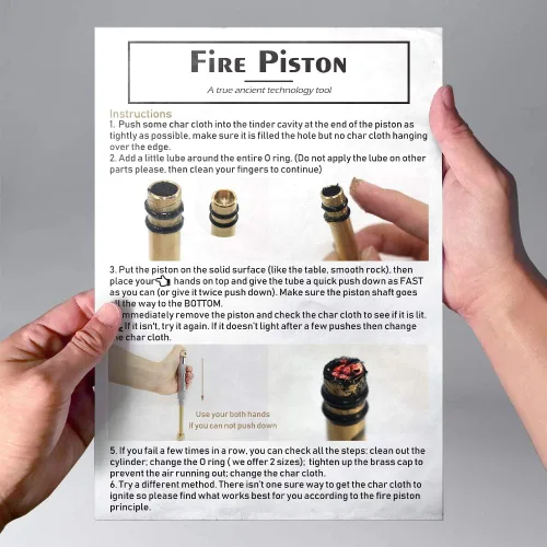 Vista 6 de PSKOOK Metal Fire Piston Educativo Campers/Supervivencia/Preppers Lección Científica