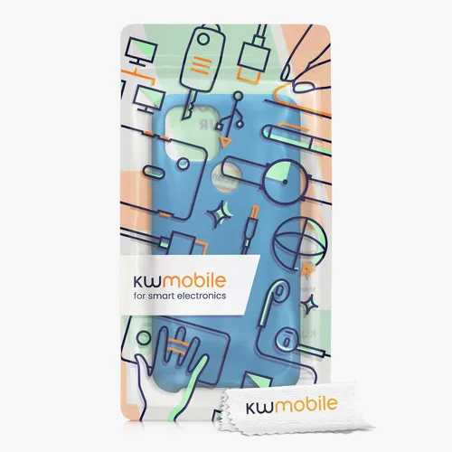 Vista 7 de kwmobile Funda compatible con Google Pixel 5 - Funda de silicona TPU con acabado suave - Blue Reef