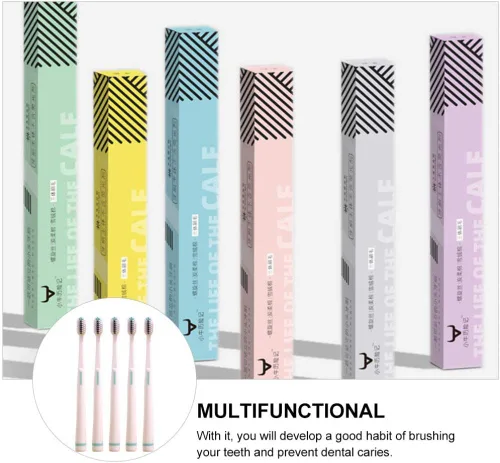 Vista 6 de Cepillos de dientes de viaje, 5 piezas, cepillo de dientes extra para adultos con cerdas micro cepillos de dientes manuales para encías, cepillos