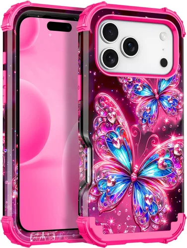 Vista 43 de Miqala Funda para iPhone 12, iPhone 12 Pro, que brilla en la oscuridad, tres capas, resistente a los golpes, protección de plástico duro + funda