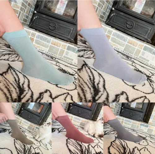 Vista 4 de SERISIMPLE Calcetines finos de bambú para mujer, ligeros, por encima del tobillo, calcetines de vestir casuales para damas, botín, pantalones, 5