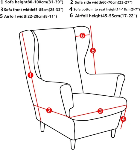 Vista 3 de MINGPINHUIUS - Fundas elásticas para silla con respaldo de ala, 2 piezas, fundas de tela jacquard para sofá, silla, protector de muebles para sala