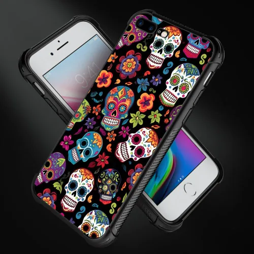 Vista 29 de Funda compatible con iPhone 8, a prueba de golpes, antiarañazos, bandera de ciervos de cola blanca de grano de madera estadounidense