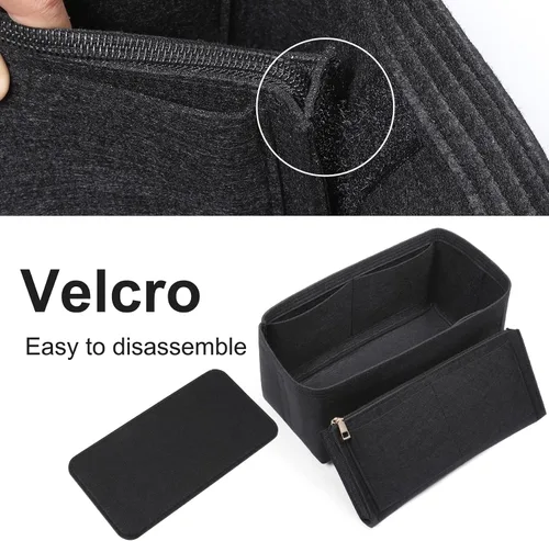 Vista 3 de Doxo Organizador de bolso con combinación de inserto y modelador de base, organizador de bolsa de fieltro con cremallera, para bolso de mano LV