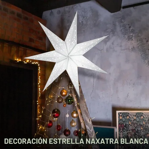 Vista 4 de GalaxyArts - Naxatra (blanco mediano 7 puntas) - Linterna de estrella de papel Naxatra Blanco - 7 Puntas