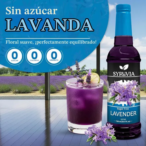 Vista 3 de Syruvia - Jarabe de café sin azúcar, jarabe con sabor a lavanda para bebidas, lattes y postres, 25.4 onzas líquidas