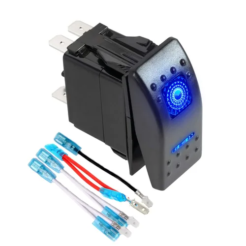 Vista 7 de FXC Interruptor basculante momentáneo (Encendido)/Apagado de 5 pines con luz LED azul láser 20 A/12 V 10 A/24 V con juego de cables de puente