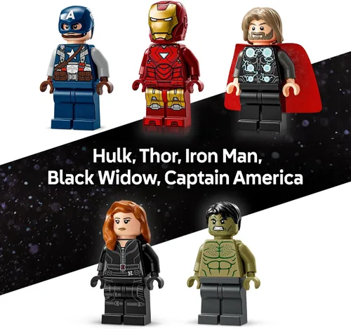 Vista 4 de LEGO Marvel: Marvel - Juguete de construcción con logotipo y minifiguras – Set coleccionable de Marvel para niños y niñas, a partir de 12 años, kit